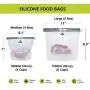 17 Piece OZO stashers Bundle,Reusable Silicone Food Storage Bags (4 Medium + 2 Large), 6 Stretch lids,2 Straw,[Set of 17]|Ziplock,Leakproof,Microwave&Freezer Safe|Sous Vide,Snack,Lunch,Fruit,Meat