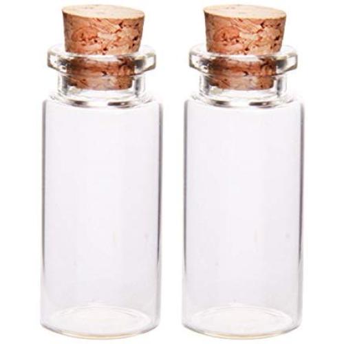 2Pcs 2250MM 10ML Glass Bottles Wishing Floating Bottle Empty Sample Storage Jars with Cork Stoppers - Transparent