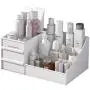 Organisateur de Maquillage en Plastique Petit avec Tiroirs - Boîte de Rangement pour Salle de Bain, Bureau, Idéal pour Toners, Crèmes, Parfums et Pinceaux - Blanc Organisateur de Maquillage en Plastique Petit avec Tiroirs - Boîte de Rangement pour Salle de Bain, Bureau, Idéal pour Toners, Crèmes, Parfums et Pinceaux - Blanc