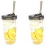 2 Glass Mason Drinking Jars with 2 Sip and Straw Lids (2, 24oz Jar)