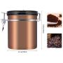 Akozon Coffee Container 1.5L 304 Stainless Steel Airtight Coffee Beans Container Storage Canister Can with Time Compass for Tea Leaves Nuts Grain(Gold)