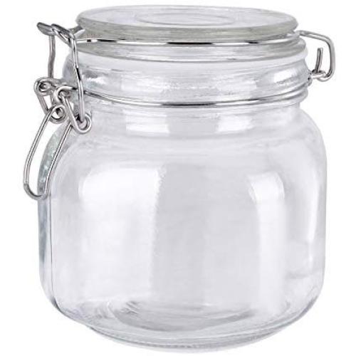 Toosell Glass Preserving Jar 25FL OZ Clear with Wide Mouth, Straight Body, Hinged Lid and Hermetic Rubber Seal, Kitchen Canisters for Serving Chocolate, Coffee, Flour, Candy and More