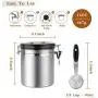 Coffee Canister Stainless Steel Coffee Canister Airtight With Scoop Large Coffee Canister Sets For The Kitchen (1 Lb) GYJ