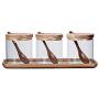 TNKML Transparent Glass Seasoning Jar Kitchen Seasoning Jar Three-Piece Seasoning Storage Tank Cruet Sugar Bowl Salt Pot Spice Jar Spice Container