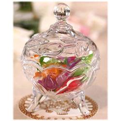 YL LY Fashion Crystal Glass High Feet Candy Jar Candy Box Candy Box Exquisite Transparent Lead-Free Glass Storage Jar Variety A Tulip