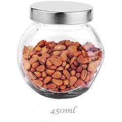 YunNasi Glass Favor Jars with Lids Food Storage Canning Bottles Jar for Sauce,Beans, Dried foods,Candies,Clear,Set of 6 (450ml(15.40oz))