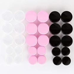 ZEJIA 30 Pieces Sample Containers with Screw Lids,5 size 3/5/10/15/20 Gram Cosmetic Containers with 30pcs Labels and 5pcs Mini Disposable Spatula,for Makeup Eye Shadow Powder Lotion Jewelry