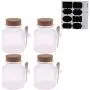 Bouteilles de Pétales de Sable ou Cosmétiques Vides en Plastique Transparent 4 Pièces avec Couvercle en Bois et Cuillère – Contenant DIY 300g (72 Étiquettes Stickers Gratuites)