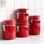 Nordic Colorful Ceramic Seal Storage Jar Scandinavian Kitchen Candy Coffee Tea Organizer Sealing Jars Seasoning Container,650Ml Red