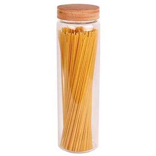 Spaghetti Container Storage, 12 inch Tall Airtight Glass Food Pasta Canisters/Jars with Lids, BPA-Free Cereal Dispenser for Kitchen Corner