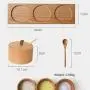Bocal de Cuisine en Bois d'Arbre, Jeu de 3 Pots de Condiment en Bois de Chêne, Style Nordique, Récipient de Condiments avec Couvercle, Boîte de Rangement en Bois pour Cuisine Gadget (Couleur : Bois de Chêne)
