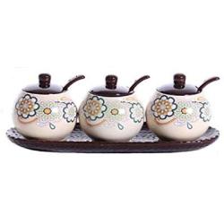 Mini Spice Jars Creative ceramic seasoning jar three-piece suit kitchen utensil set