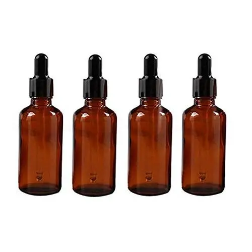 4 Stück 50 ml 1,7 oz Behälter mit Amberglasflasche und Tropfer für wiederbefüllbare Ätherische Öle