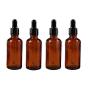 4PCS 50ml 1.7oz Empty Refillable Amber Glass Essential Oil Bottle Vial Container with Glass Eye Dropper