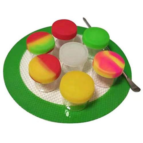 HONEYYE 6ML Silicone Container + Glass Oil Wax Concentrate Containers Random Color 10PCS+1 Pat