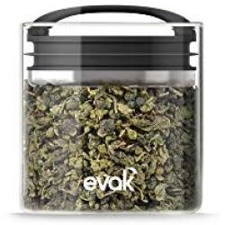 Best PREMIUM Airtight Storage Container for Coffee Beans, Tea and Dry Goods - EVAK - Innovation that Works by Prepara, Glass and Stainless, Compact Soft Touch Black Handle, Small