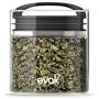 Best PREMIUM Airtight Storage Container for Coffee Beans, Tea and Dry Goods - EVAK - Innovation that Works by Prepara, Glass and Stainless, Compact Soft Touch Black Handle, Small