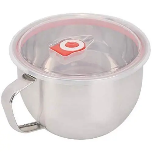 Basse en acier inoxydable, 25cm (1300ml) avec poignée et couvercle étanche pour préparer les nouilles instantanées, cuisiner et pâtisser. Basse en acier inoxydable, 25cm (1300ml) avec poignée et couvercle étanche pour préparer les nouilles instantanées, cuisiner et pâtisser.