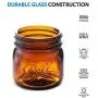 Glasballen Amber Weitmuнд Mason Gläser (16 oz/Pint) 4er Pack. Mit luftdichten Deckeln und Bändern - Amber Konservglas - UV-Schutz - Mikrowellengeeignet & Spülmaschinenfest.