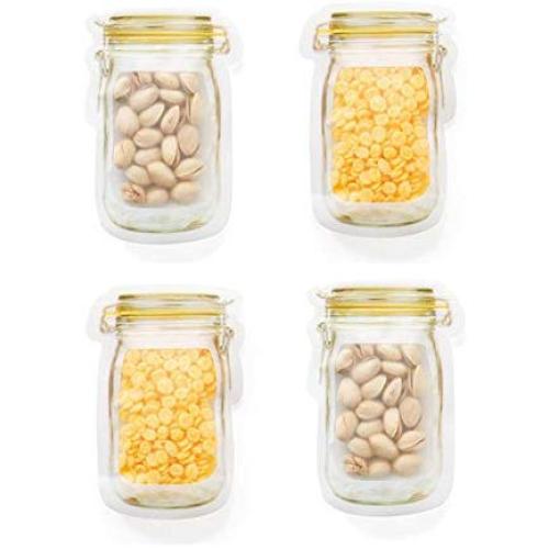 LISRUI Sandwich Bags Mason Jar Shape Food Storage Bags Clear Plastic Bags,for Fruits Vegetable Storage Kitchen Storage