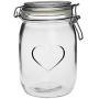 Nicola Spring Heart Design Glass Storage Airtight Food Preserve Jar with Clip Fasten, 1L