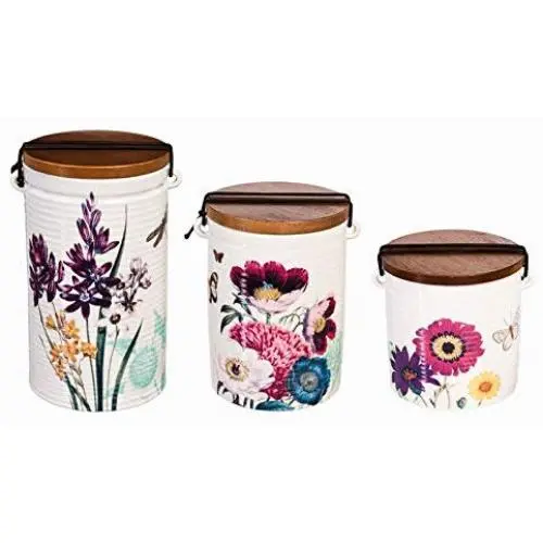 Cypress Home Vivid Bouquet Ceramic Canisters, Set of 3 Cypress Home Vivid Bouquet Ceramic Canisters, Set of 3