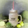 Rothe sollst du deinen Gebet zu ihm gefrostet. Glas-Mason-Jar mit Stroh.