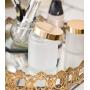 Large Frosted Clear Thick Glass Straight Sided Jar with Gold Metal Overshell Lid - 8 oz / 240 ml (6 pack) + Spatulas