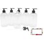 Baire Bottles - 16 oz Clear Plastic Refillable Bottles with Black Pumps - Organize Soap, Shampoo and Lotion with Clean, Clear Look - PET, Lightweight, BPA Free - 6 Pack, including 6 Floral Labels