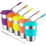 Tasses en acier inoxydable pour enfants avec couvercles en silicone et paille, Kereda, 5 packs de gobelets de 12 oz. Écologiques et sans BPA pour adultes, enfants et bébés. Tasses en acier inoxydable pour enfants avec couvercles en silicone et paille, Kereda, 5 packs de gobelets de 12 oz. Écologiques et sans BPA pour adultes, enfants et bébés.