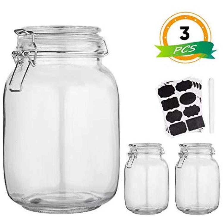 Large Glass Canister 50 Oz 1500ml Wide Mouth Square Glass Food