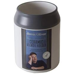 Jamie Oliver Utensils Pot, Ceramic, White/Blue, 12 x 12 x 15.9 cm