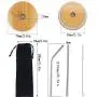 6 PCS Jar Lids with Straw Hole, Reusable Regular Mouth Bamboo Jar Lids Compatible with Mason Jar, with 4 PCS Stainless Steel Straw, Cleaning Brush and Bag for Drinking
