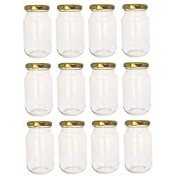 Nakpunar 48 pcs 8 oz Glass Jars with Gold Plastisol Lined Lids (12, 8 oz Cherry Style Paragon(Gold))