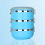 ZHX Thermal Insulated Lunch Box Bento Picnic Storage Mess Tin Food Jar Multilayer Stainless Steel For Students Children Outdoor Camping Blue 3