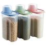 TOMYEUS 4 Pieces Cereal Containers Plastic Grains Storage Box Transparent