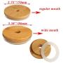 Bamboo Mason Jar Lids with Straw Hole, 1 Regular + 1 Wide Mouth Bamboo Canning Lids with 4 Stainless Steel Straw and 2 Brush for Drinking, ECO, Reusable (2+4+2)