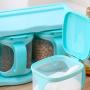 Refaxi Three Compartment Plastic Seasoning Storage Box Spice Jar Set Kitchen Supplies (Sky Blue)