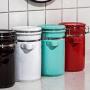 Cereal Containers Ceramic Canister With Spoon Containers (color : White, Size : 650mL)