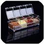 Clear Seasoning Rack Spice Pots 4 Piece Acrylic Seasoning Box Storage Container Condiment Jars Cruet with Cover and Spoon,Clear