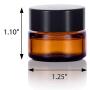 6 Pack Amber Glass 5 ml 1/6 oz Small Thick Wall Round Jars Vials Pot Cosmetic Bottle Face Cream Containers With Black Lids For Lotion Make Up Nail Salve Ointment Sample Balm