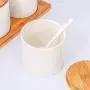 Keramik Lebensmittelbehälter von June Sky mit Bambusdeckel – Moderner Porzellanbehälter – Perfekt für Zucker, Tee, Kaffee, Gewürze, Essig, Condiments – 8 oz, weiß