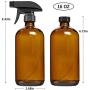 Empty Amber Glass Spray Bottle 2 Pack, SXUDA 16oz Refillable Container for Essential Oils, Cleaning Products, or Aromatherapy-Durable Black Trigger Sprayer w/Mist and Stream Settings & 3 Storage Caps