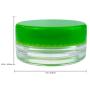 (Quantity: 100 Pieces) Beauticom 3G/3ML Round Clear Jars with GREEN Lids for Scrubs, Oils, Toner, Salves, Creams, Lotions, Makeup Samples, Lip Balms - BPA Free