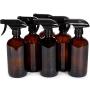 Vivaplex, 6, Large, 16 oz, Empty, Amber Glass Spray Bottles with Black Trigger Sprayers