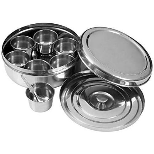 Premier Housewares Spice Container Set, Stainless Steel, 7 Piece, Silver, 17 x 17 x 7 cm