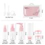 Travel Bottles Kit, 9 Pack Pasking Travel Containers Kit, TSA Approved Leak Proof Portable Toiletry Containers Set, Clear PET Cosmetic Containers for Lotion, Shampoo, Cream, Soap, Pink