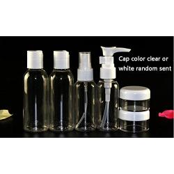 1Set(6PCS) Clear Plastic Empty Refillable Cosmetic Travel Packing Vial Bottles-Perfume Makeup Water Elite Fluid Spray Bottle/Lotion Pump Bottle/Shower Gel Dispenser/Eye Cream Facial Pack Holder Case