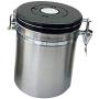 Stainless Steel Airtight Canister with Co2 Vent Valve ＆ Date Tracker Wheel and Locking Clamp for Kitchen, Coffee Ground Vault Jar, Silver, M