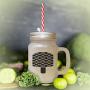 Red Orange Ice Image Frosted Glass Mason Jar With Straw